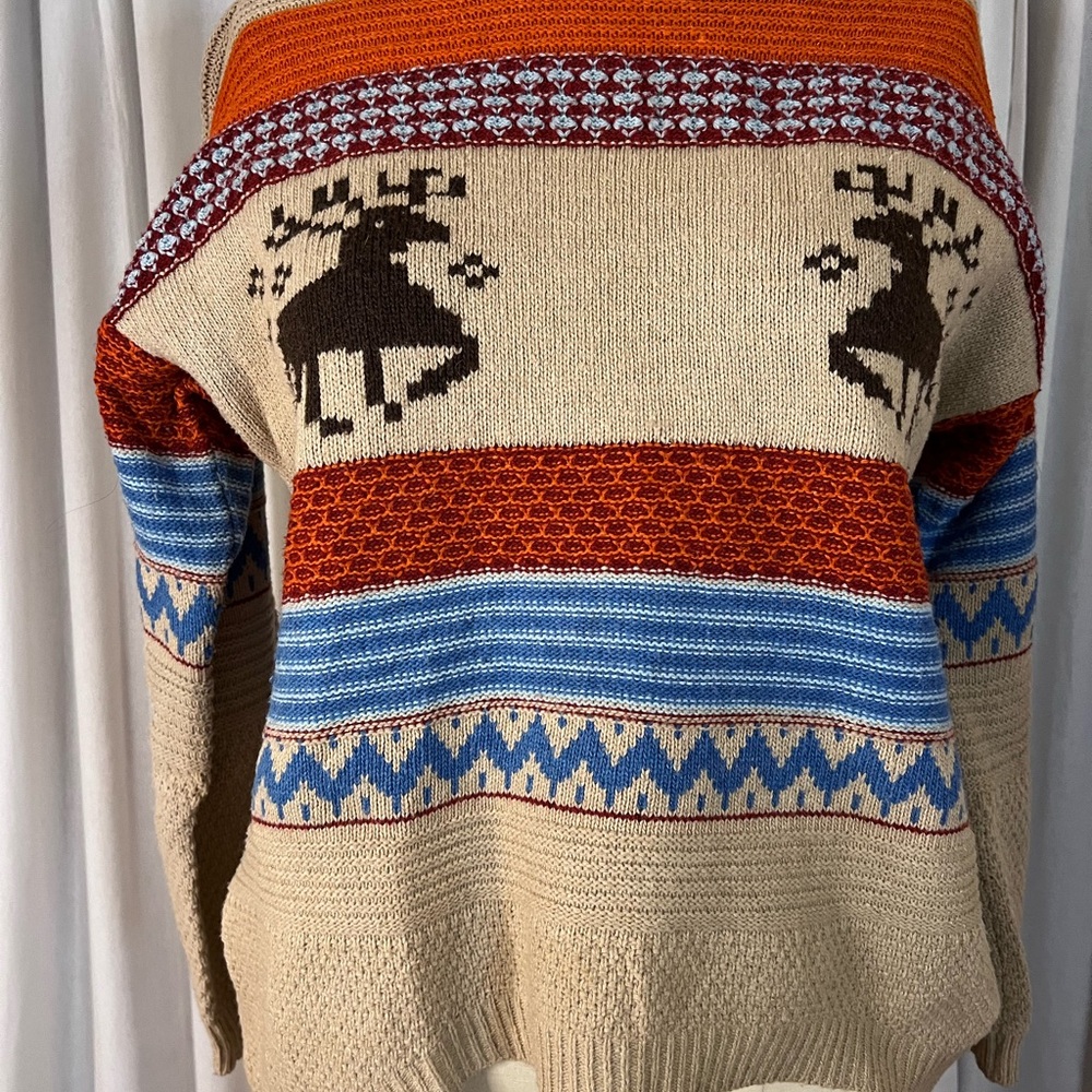 Multicolor vintage 90’s Reindeer Pattern Sweater